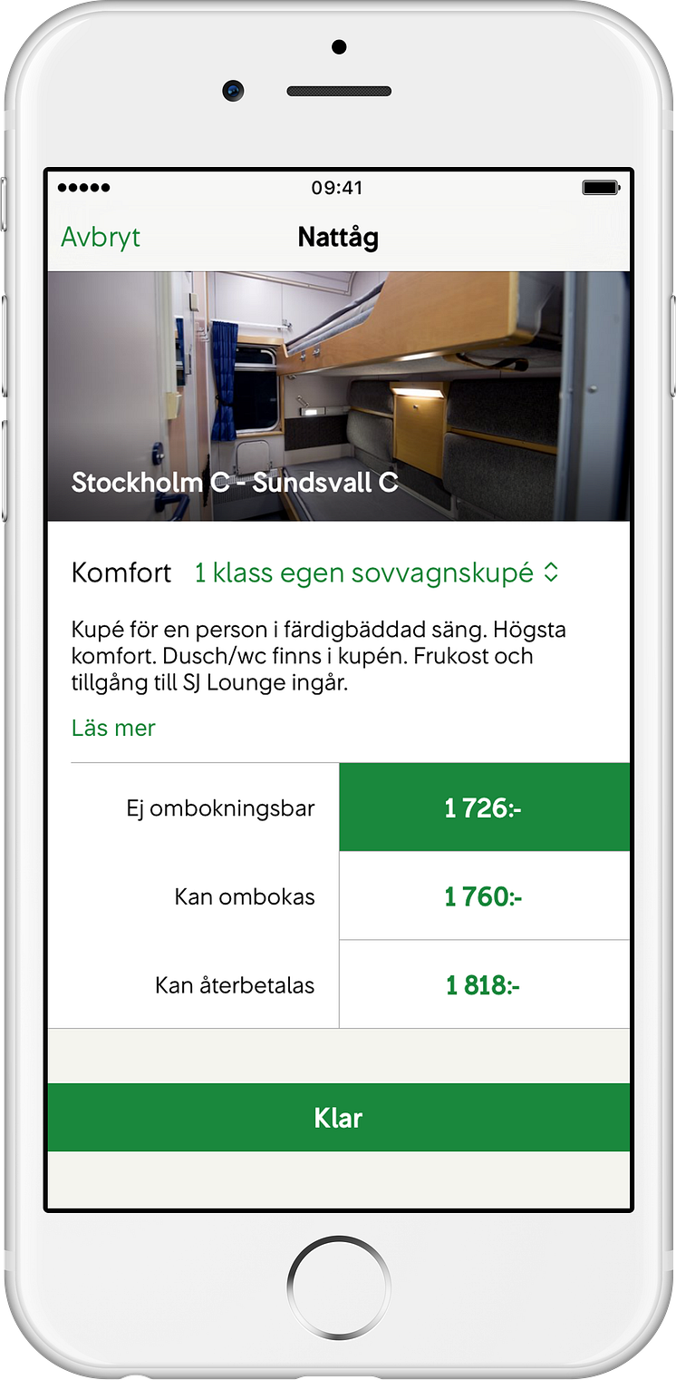 SJ App Nattåg 2