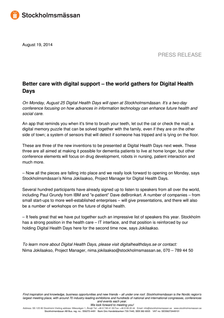Better care with digital support – the world gathers for Digital Health Days