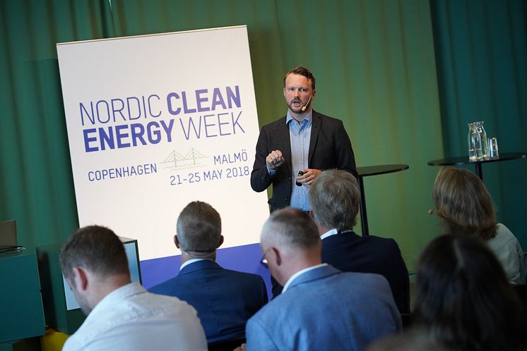 Marcus Friberg, Helsingborgs stad, talar på Nordic Clean Energy Week 2018