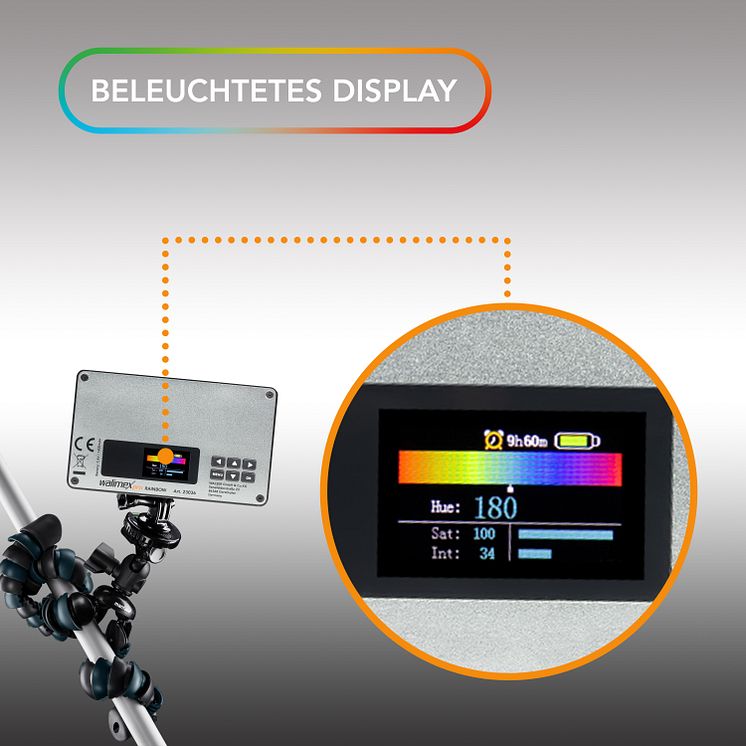 Walimex pro Rainbow Pocket RGBWW 23036 19 Display