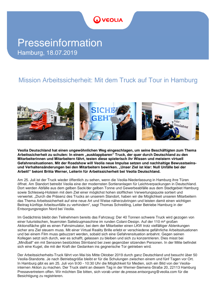 Mission Arbeitssicherheit: Mit dem Truck auf Tour in Hamburg