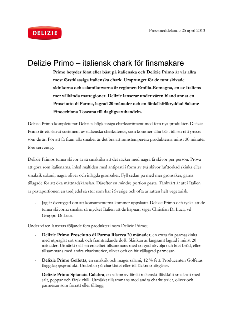 Delizie Primo – italiensk chark för finsmakare 
