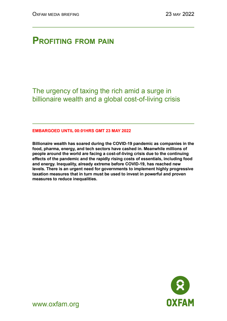 Oxfam -  Profiting from Pain, Davos 2022 .pdf