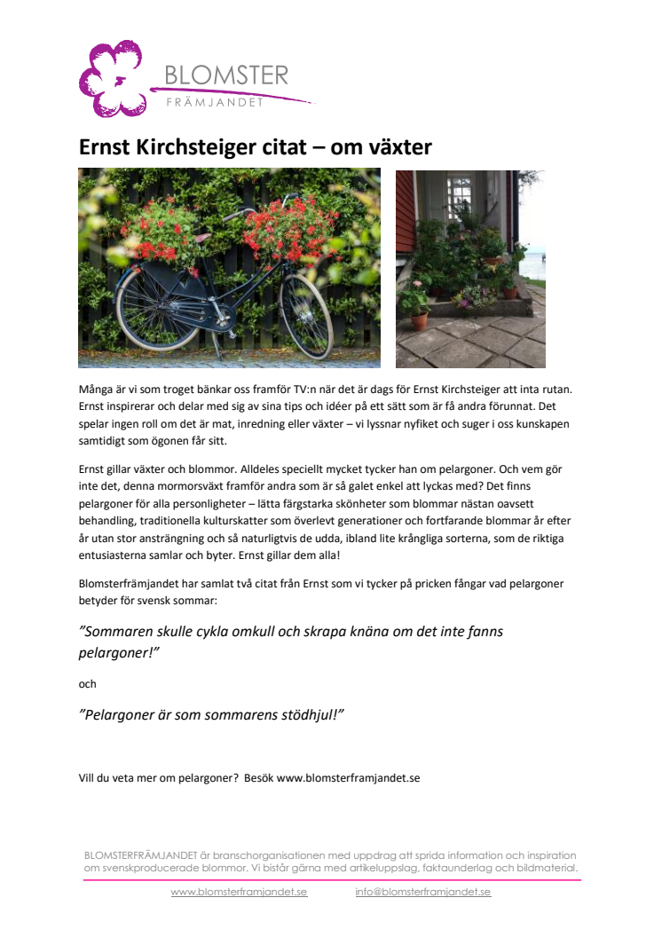 ​Ernst Kirchsteiger citat – om växter