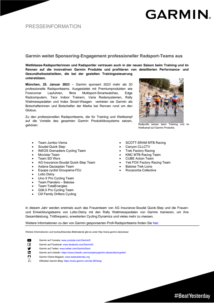 Garmin PM DE Pro Cycling Teams 2023 