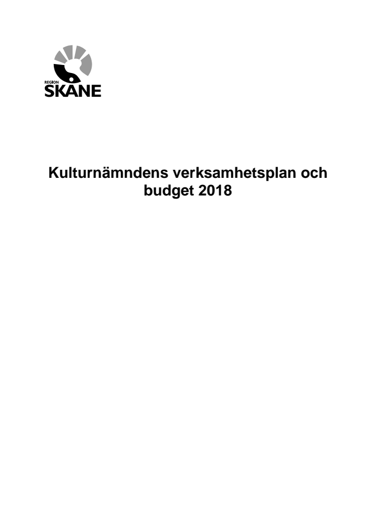 Kulturnämndens verksamhetsplan och budget 2018