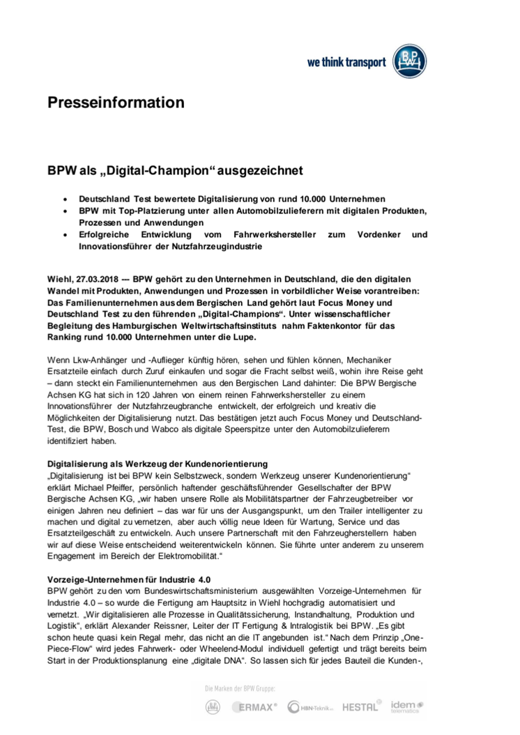 BPW als „Digital-Champion“ ausgezeichnet