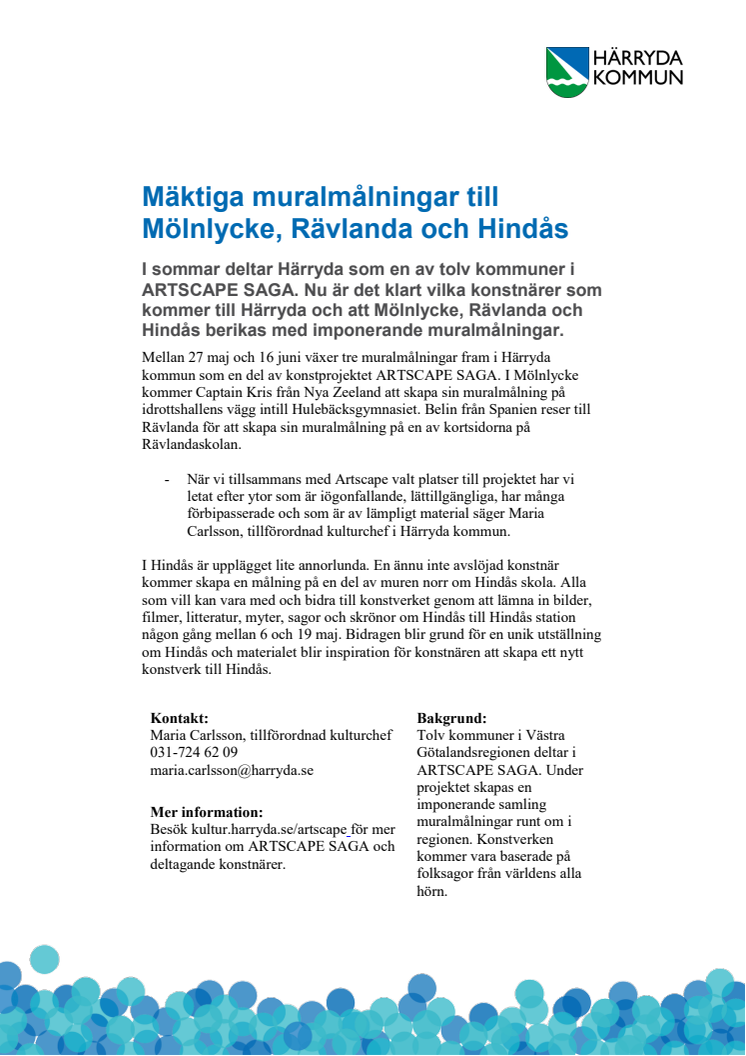 Mäktiga muralmålningar till Mölnlycke, Rävlanda och Hindås