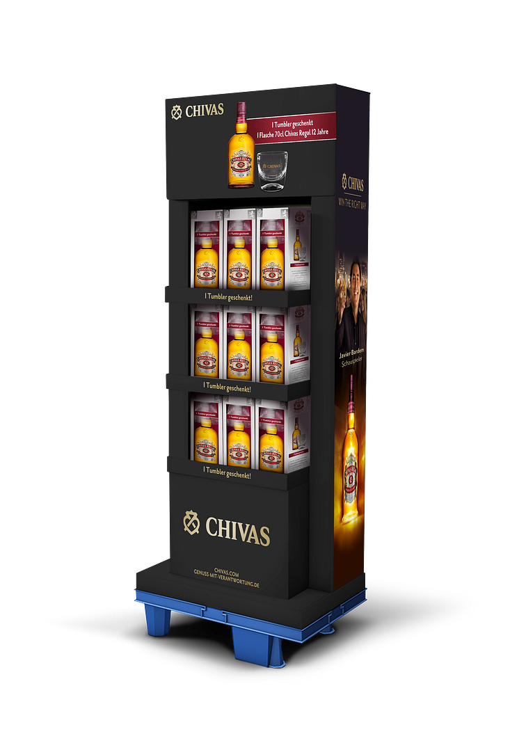 Chivas Regal Display zeigt edle Geschenkboxen