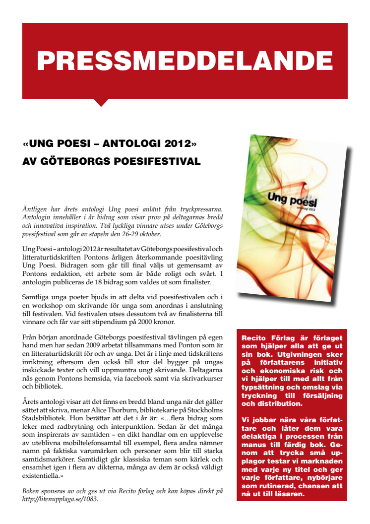 «Ung poesi – antologi 2012»