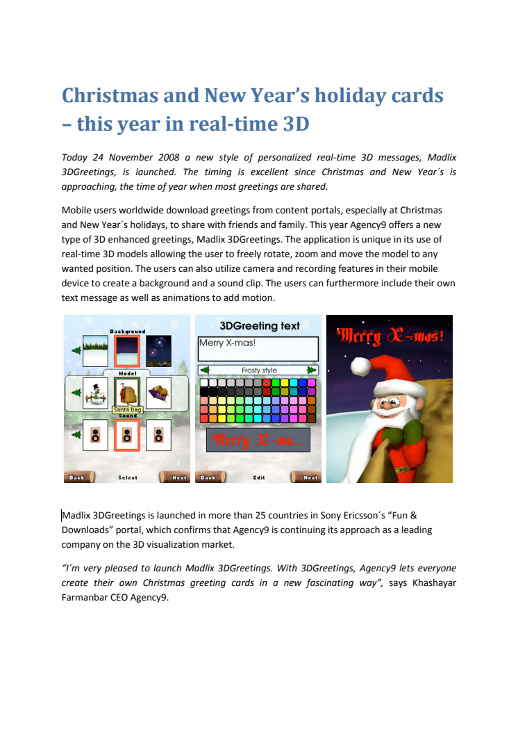 Christmas and New Year's holiday cards  - this year in real-time 3D