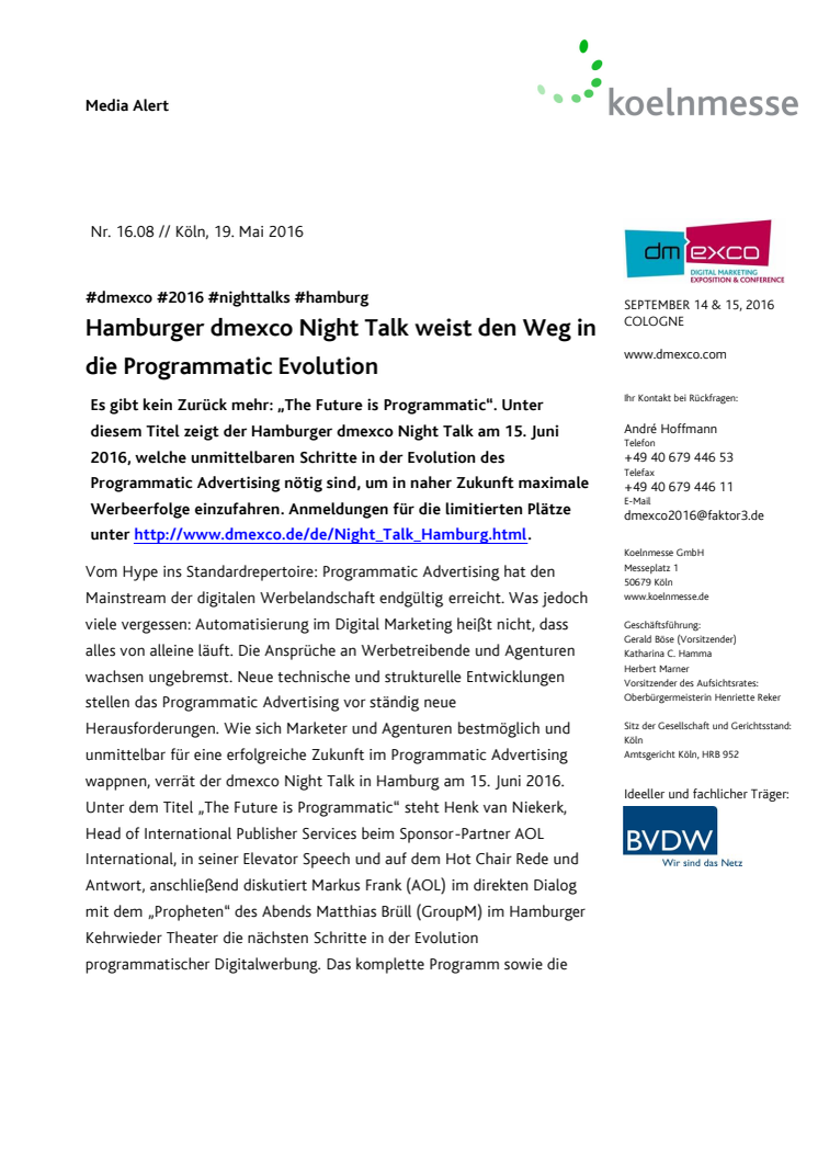 Hamburger dmexco Night Talk weist den Weg in die Programmatic Evolution