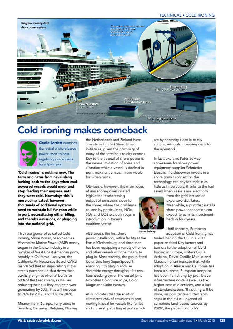 Cold ironing makes comeback: Seatrade Magazine article on shore power