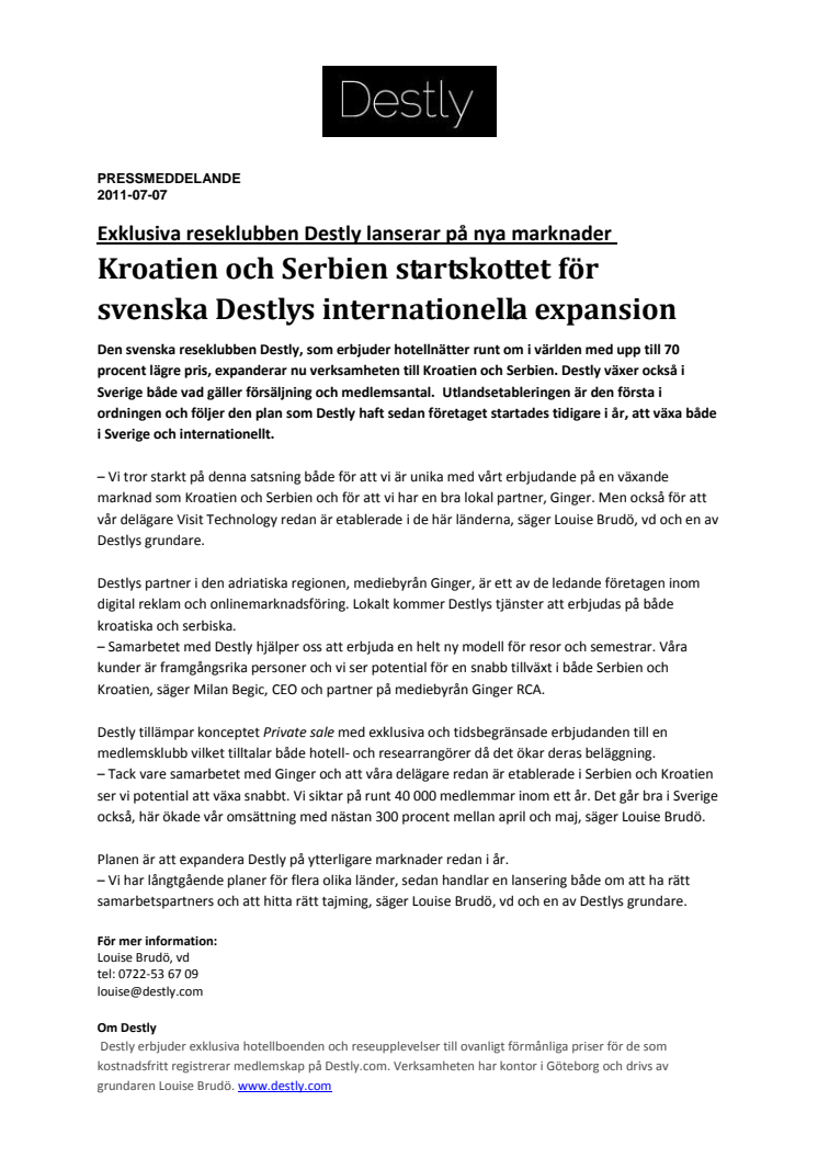 Kroatien och Serbien startskottet för svenska Destlys internationella expansion 