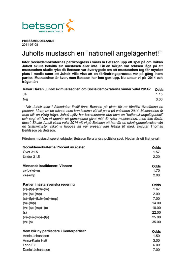 Juholts mustasch en ”nationell angelägenhet!”