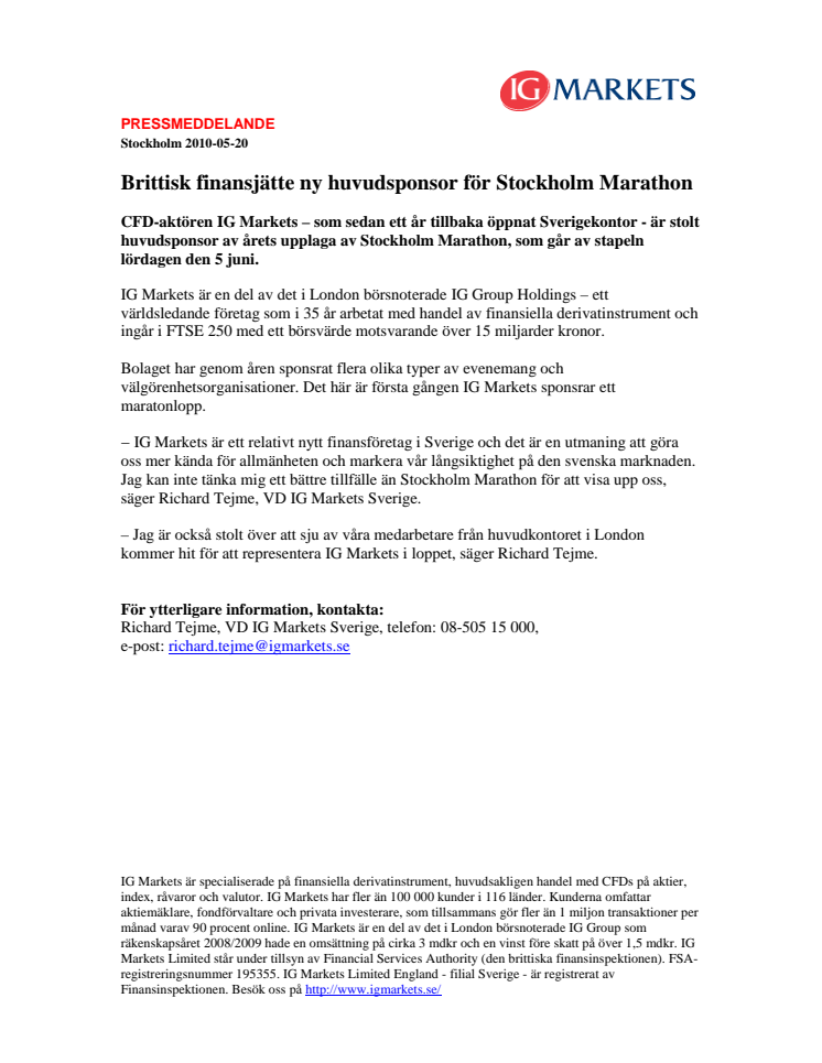 Brittisk finansjätte ny huvudsponsor för Stockholm Marathon