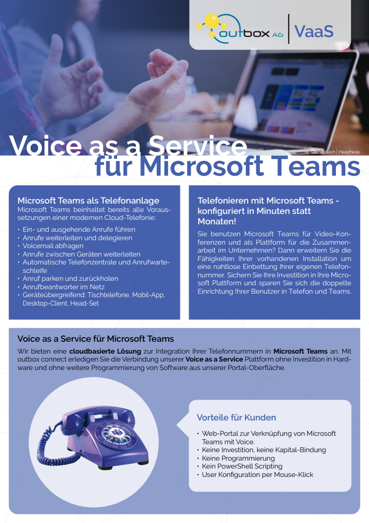 outbox AG - Produktflyer Voice as a Service für Microsoft Teams