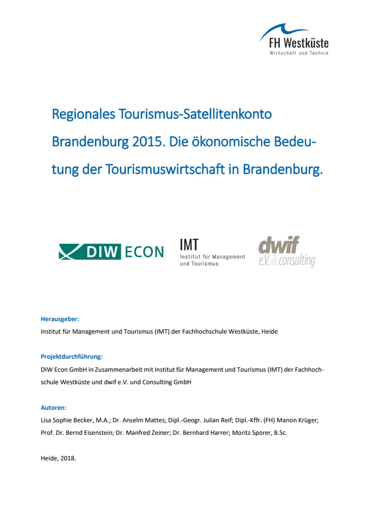 Studie Wirtschaftsfaktor Tourismus Brandenburg des