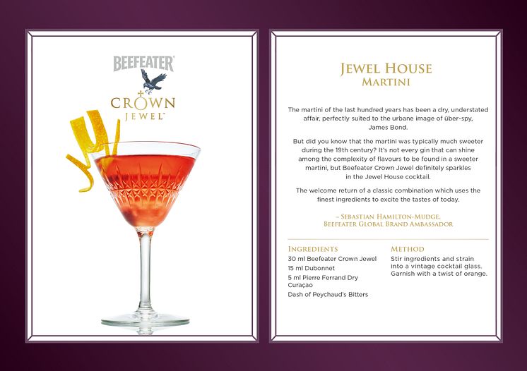 Beefeater Crown Jewel cocktailoppskrifter - Jewel House Martini