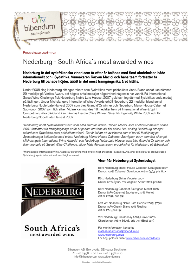 Nederburg - South Africa´s most awarded wines