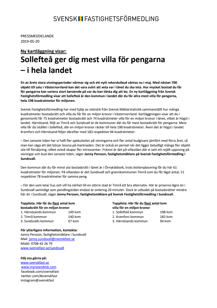 Ny kartläggning visar: Sollefteå ger dig mest villa för pengarna – i hela landet