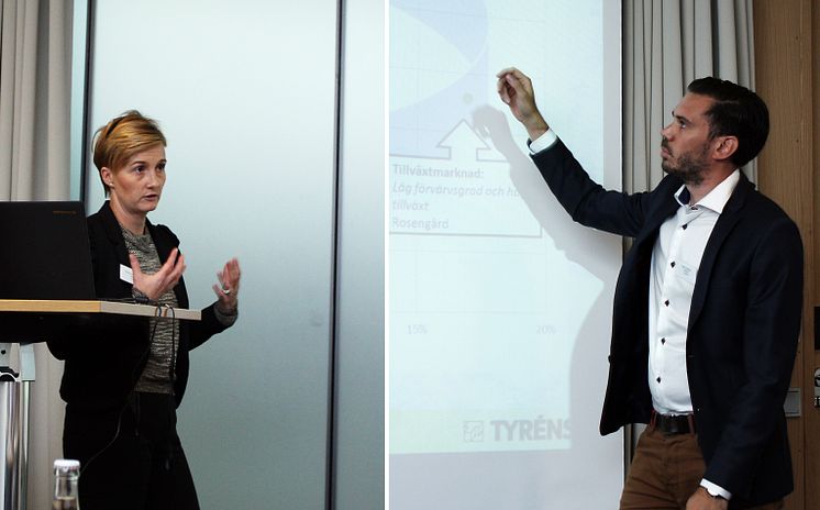 Madeleine Eneskjöld och Robin Svensén från Tyréns presenterar rapporten Marknadsanalys Rosenkraft