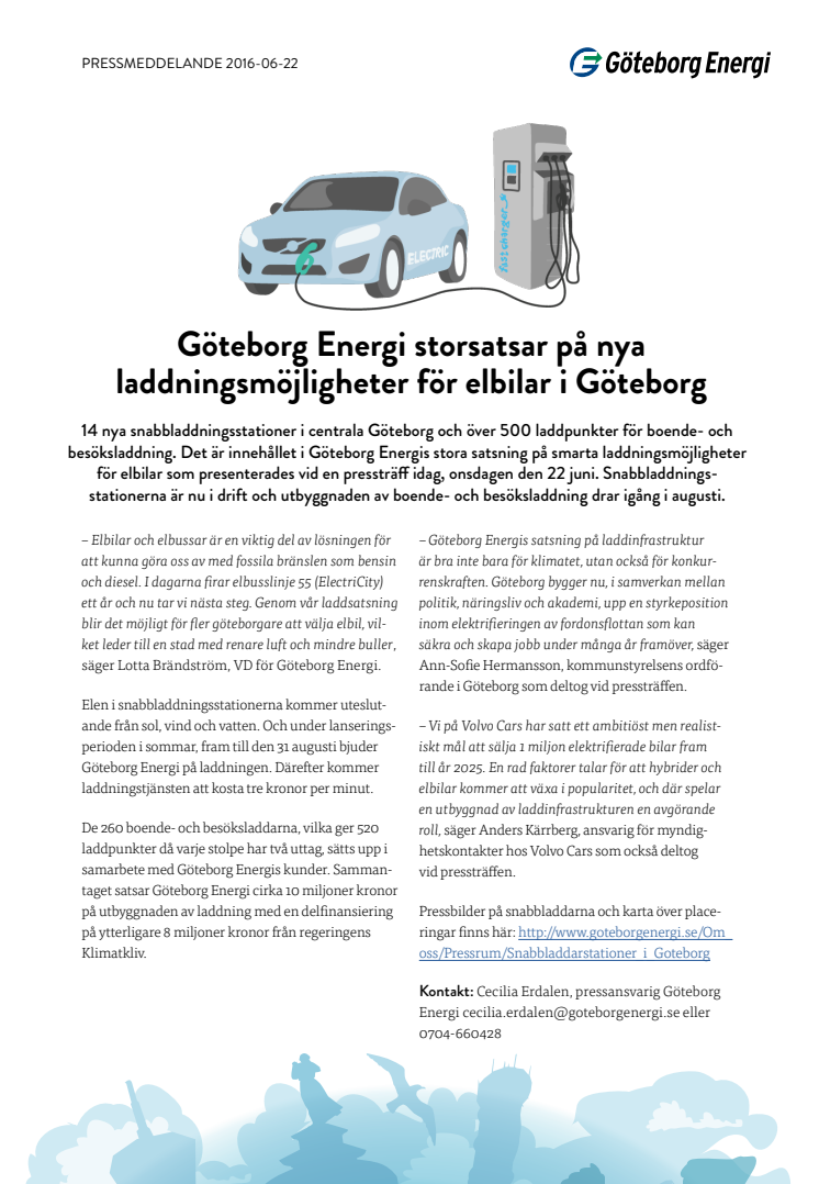 Göteborg Energi storsatsar på nya laddningsmöjligheter för elbilar i Göteborg