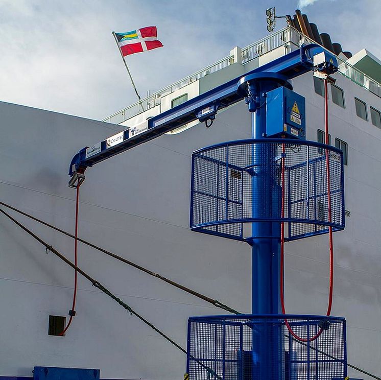 Image of one of our shore-to-ship power cable management systems at the Port of Ystad. 