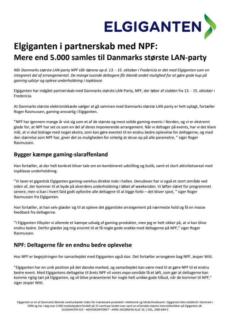 Elgiganten i partnerskab med NPF:  Mere end 5.000 samles til Danmarks største LAN-party