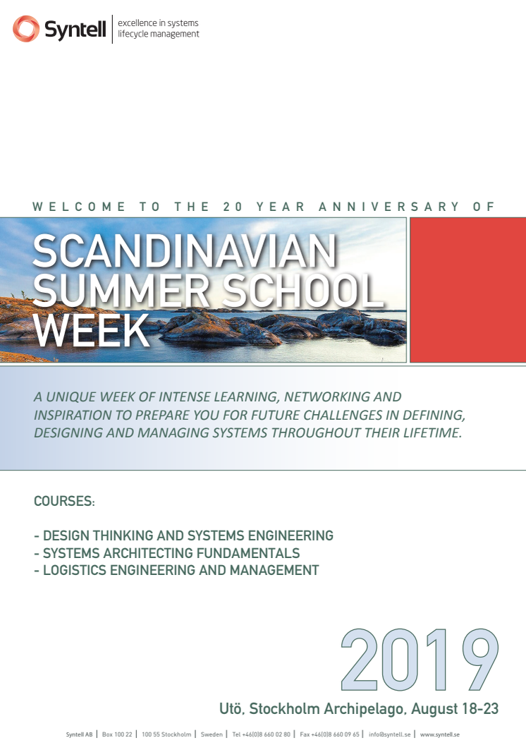 Har du sett vår broschyr om Scandinavian Summer School Week 2019?