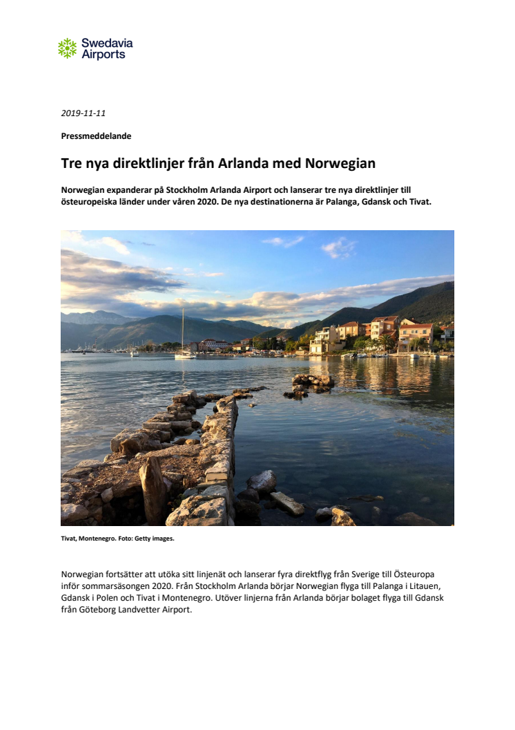 Tre nya direktlinjer från Arlanda med Norwegian 