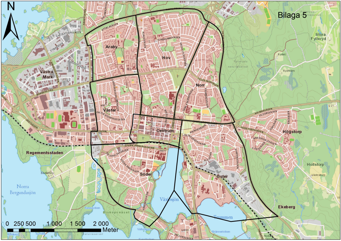 Karta fyverkeri - Växjö kommun
