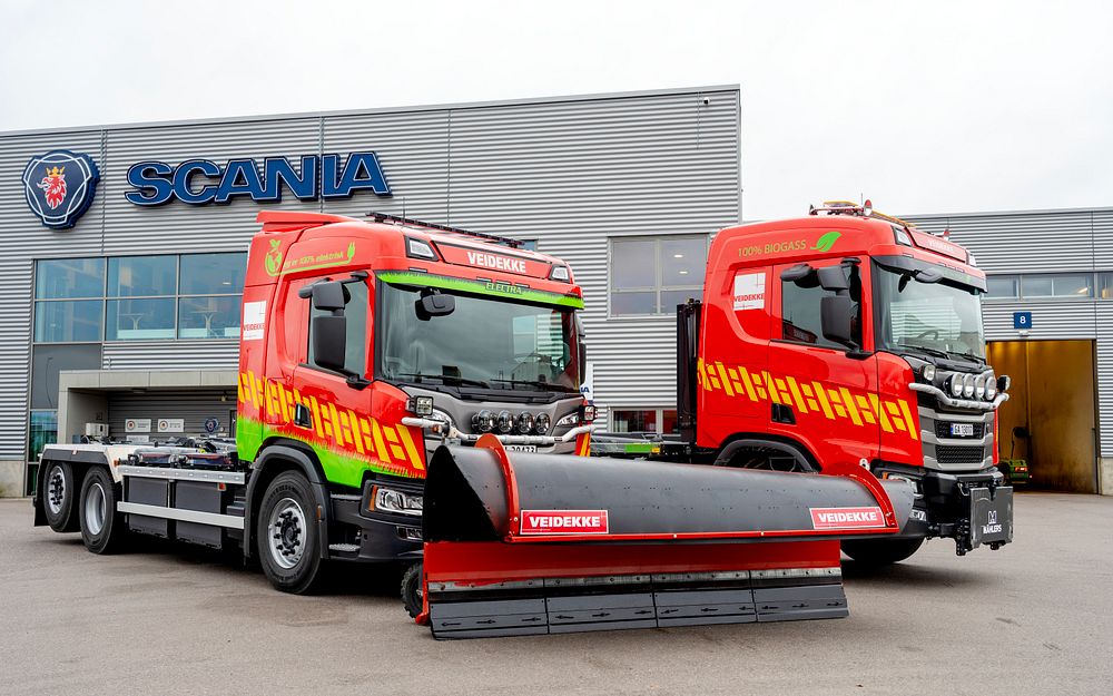 Den nye batterielektriske Scaniaen skal gå sammen med fire større biler som skal gå på biogass.