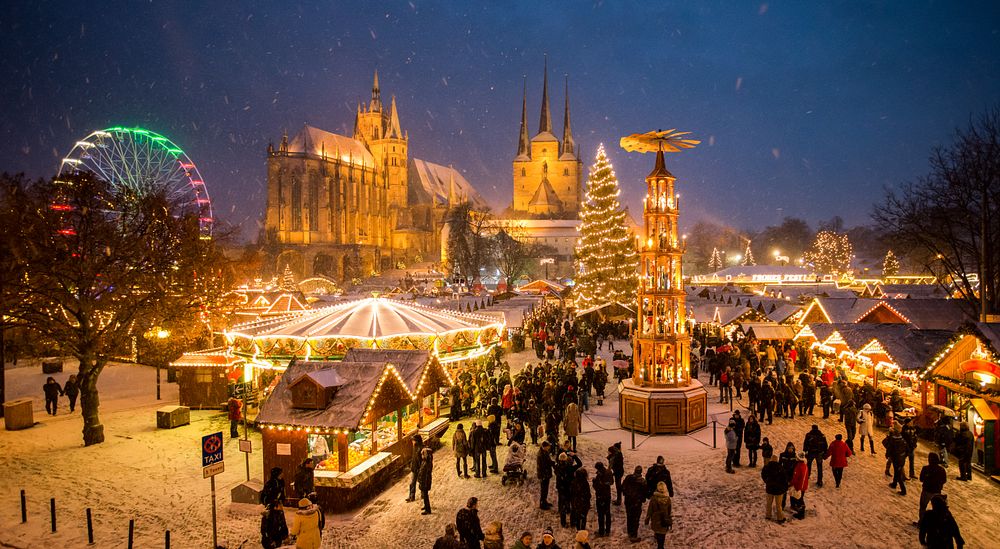 Domkirka og julemarkedet i Erfurt ©Erfurt Tourismus & Marketing GmbH/ Matthias F. Schmid