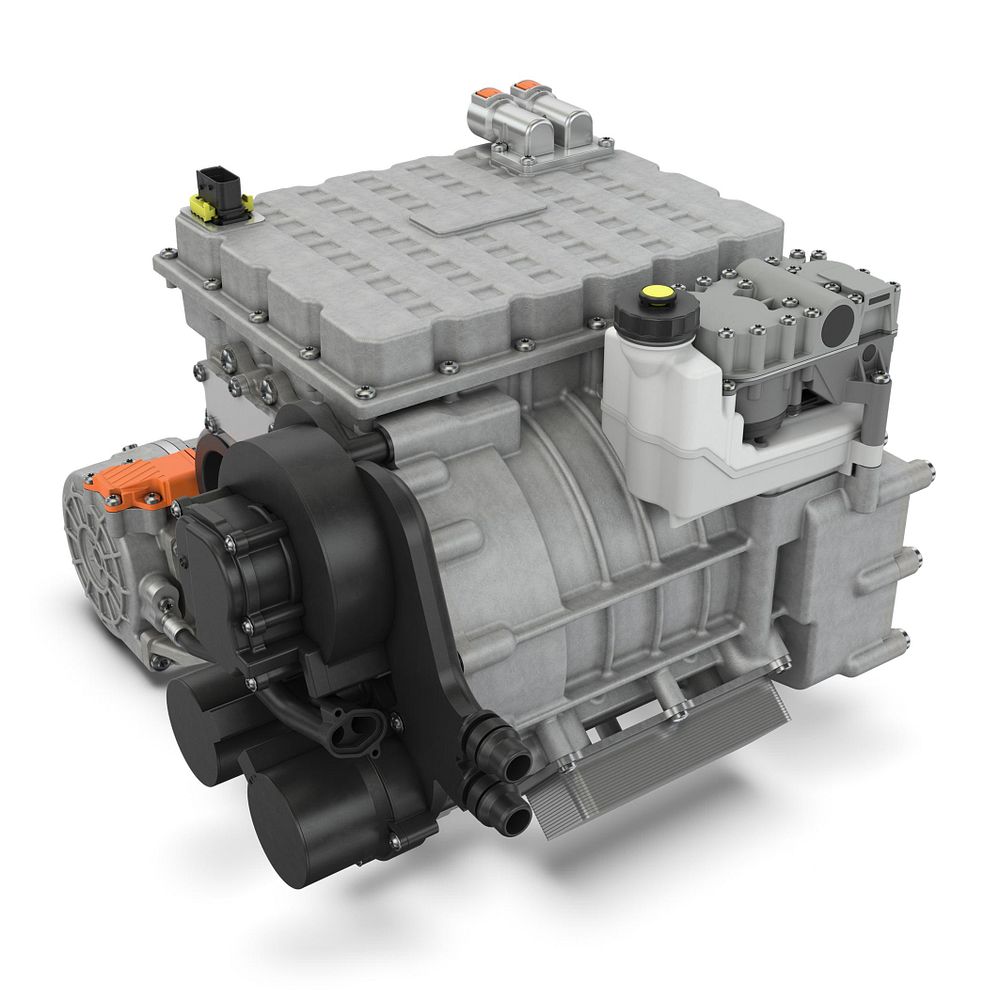 The 4in1 e-axle integrates the vehicle’s thermal management system – traditionally considered a separate component – with the drive components of Schaeffler’s classic 3in1 e-axle (electric motor, transmission, and power electronics) to form a single system. This eliminates the additional hoses and cables required by decentralized thermal management systems, thereby reducing energy loss.