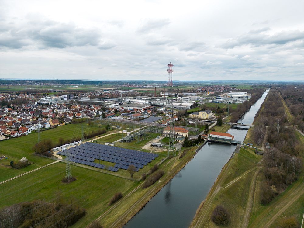 Luftaufnahme Kraftwerk des Geländes Meitingen