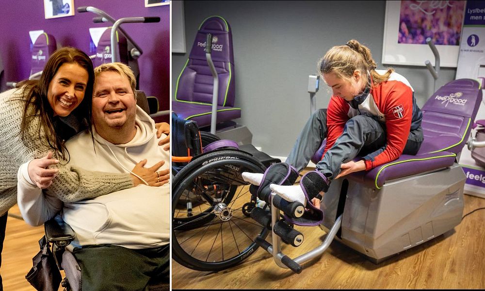 Daginn Enerly og kona Mona driver eget Feelgood-senter på Rygge. Elisabeth Hartz Braathen trente seg opp av rullestolen etter flere år som lam.